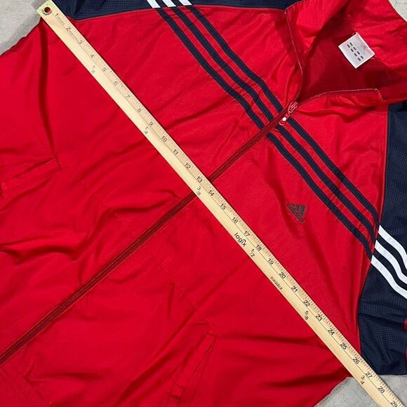 Adidas Climate Proof Red/black Windbreaker Track Jacket Sz 2XL - Picture 9 of 10